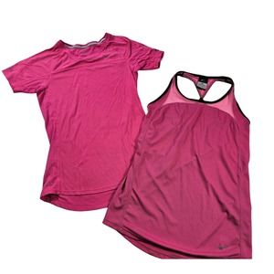Lot of 2 XS hot pink activewear tops running workout #